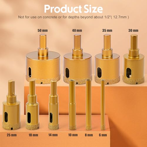 THINKWORK Diamond Drill Bits Hole Saw Set 12 PCS for Tile Glass Ceramic Marble Porcelain