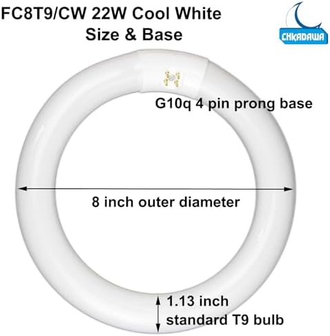 CHKADAWA FC8T9 22W Cool White Circular Fluorescent Light Bulb 2 Pack