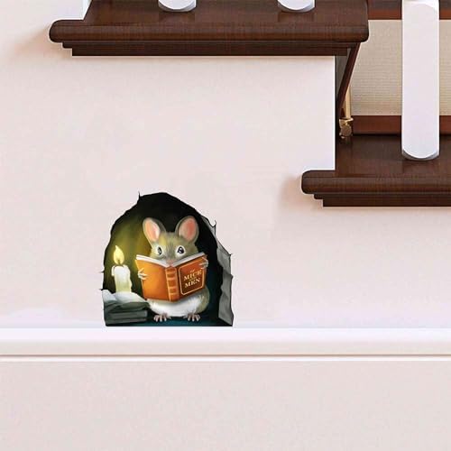 Mouse Reading Book Wall Decal Kids Room Decor