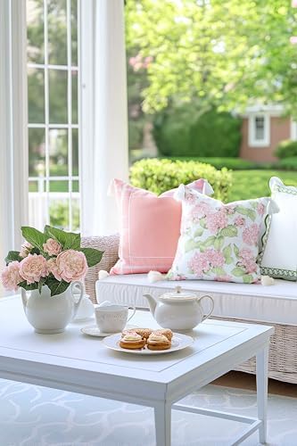 Hofdeco Premium Blush Pink Hydrangea Throw Pillow Cover 18x18