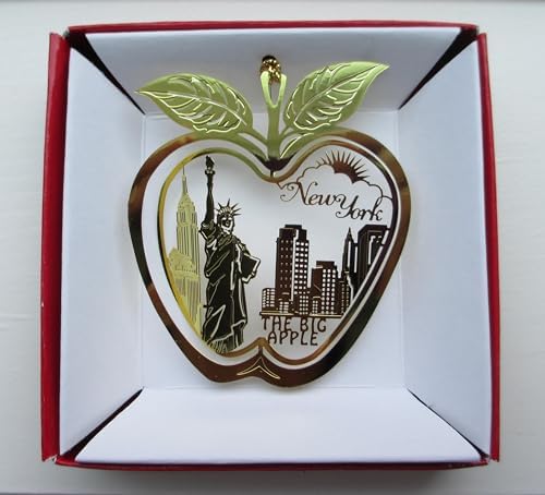 New York City Big Apple Brass Ornament Statue of Liberty Empire State Building Souvenir
