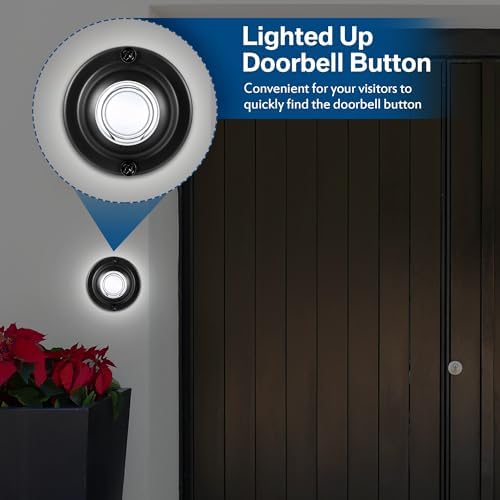 Dreyoo Door Bell Button Black LED Lighted Replacement