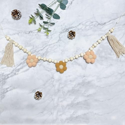 Boho Tassel Garland with Wooden Beads for Home Decor