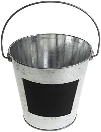 Homeford Galvanized Metal Bucket with Chalkboard Label Silver 5-12-Inch