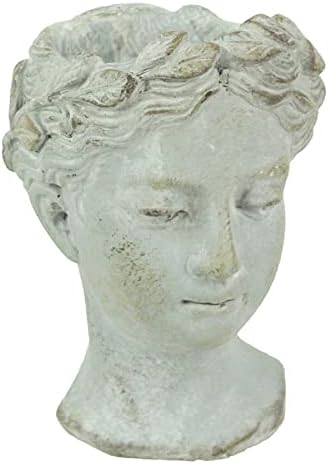 Distinctive Designs Greek Roman Style Female Head Statue Planter - Small Cement Wall Mount Decor for Indoor Outdoor Use