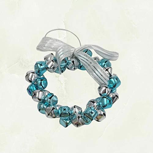 SUPVOX Silver Blue Christmas Jingle Bell Door Wreath