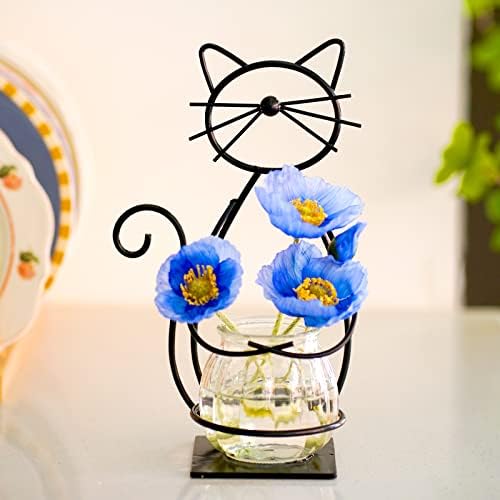 Modern Cat Design Glass Vase Holder for Plants