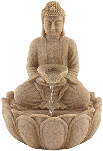 Calm Buddha 14 High Sandstone Fountain with LED Light
