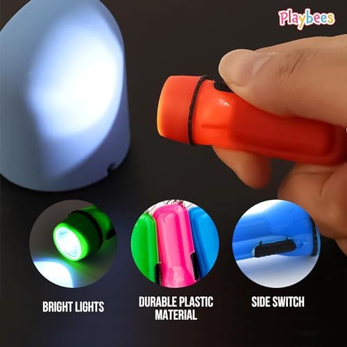 Mini Plastic Flashlight Keychain Bulk - 24 Pieces Assorted Colors LED for Kids