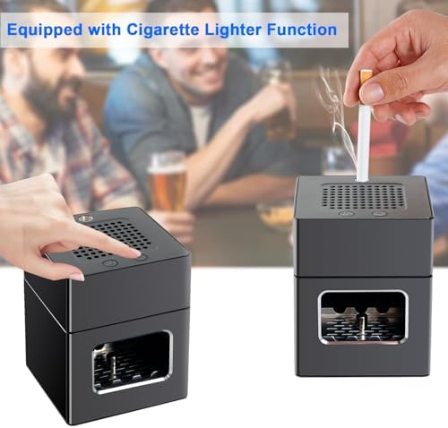 SHD Multifunctional Smokeless Ashtray with Cigarette Lighter and HEPA Filter - Black
