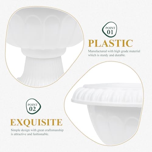 Yardwe 12Pcs White Plastic Urn Planters for Garden Porch Wedding Decor