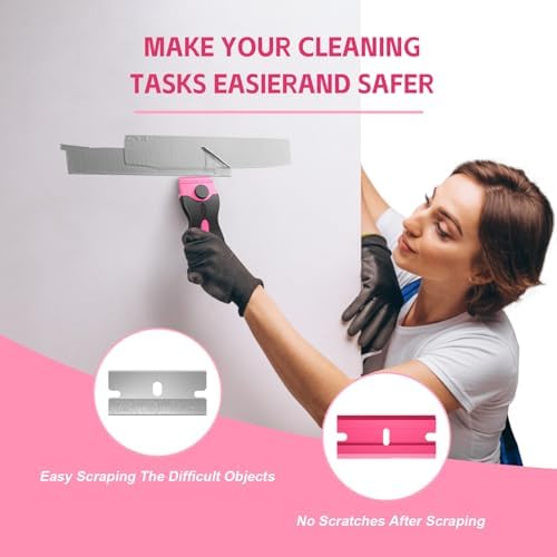 3 Pack Razor Blade Scraper Set with 60 Blades Pink