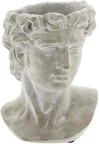 Greek Statue Head Cement Planter - 9 Inch Unique Decorative Plant Pot