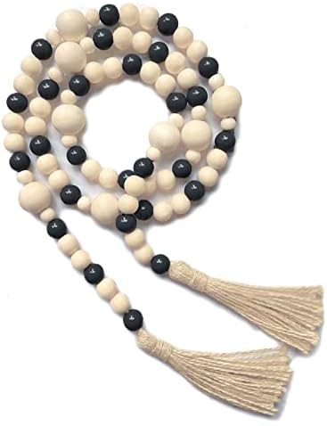 OMISHE Wooden Bead Garland with Tassels 61 Inches