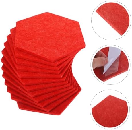 12pcs Hexagon Felt Bulletin Board Wall Tiles for Decor Photos Messages