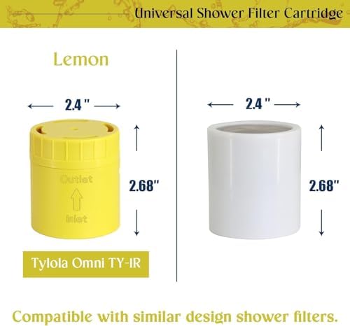 High Output Universal Shower Filter Cartridge with Vitamin C Lemon Scent 1 Pack for Chlorine and Heavy Metal Removal