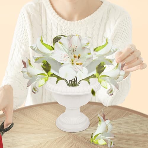 Yardwe 12Pcs White Plastic Urn Planters for Garden Porch Wedding Decor
