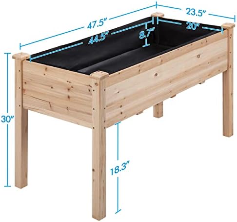 Yaheetech Raised Garden Bed 48x24x30in Wooden Planter Box with Legs