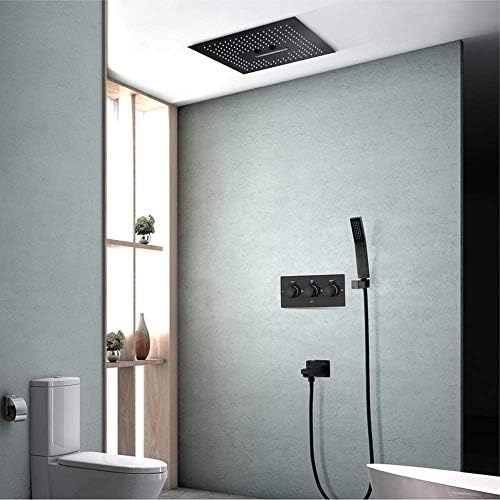 Black Concealed Shower Wall-Mounted Set with LED Control