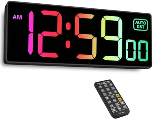 Soobest Digital Wall Clock with RGB Color and Remote Countdown Timer