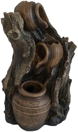 Tranquil Decorative 3 Tier Water Fountain with Pot Design Rustic Brown