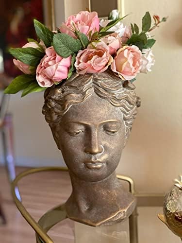 Greek Roman Style Female Statue Head Cement Planter - 105 Inch Unique Garden Decor