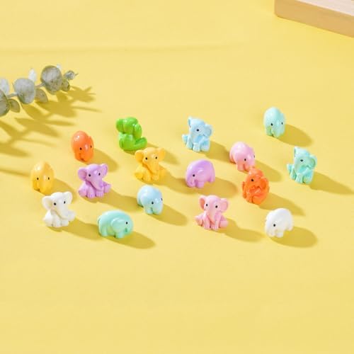 48 Pieces Small Elephant Figurine 8 Colors Miniature Garden Decor