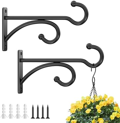 6 Inch Plant Hanger Hooks 2-Pack Black Metal
