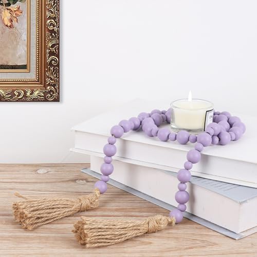 Yagoo Wood Bead Garland with Tassels Purple