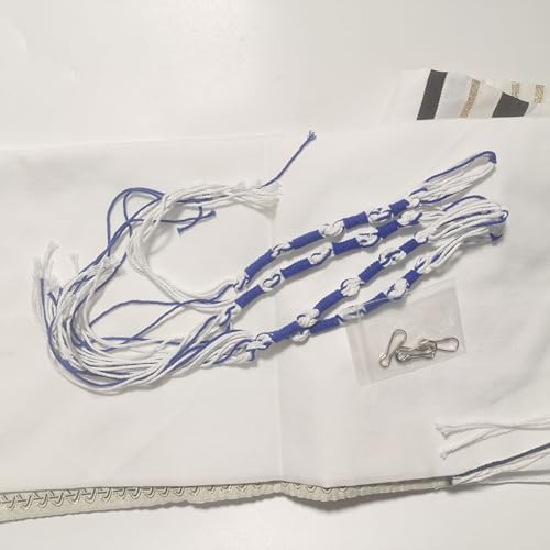 CRESPHONTES Blue and White Tzitzits Tassels for Prayer Shawls