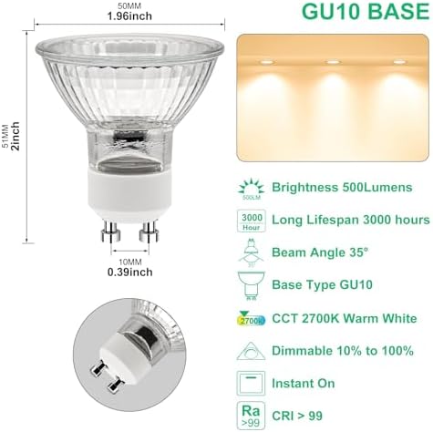 GODONLIF GU10 Halogen Bulb 50W 2700K Warm White Dimmable Pack of 6