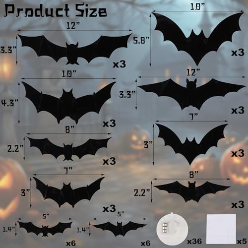 DRDUDU 36 Pack LED Bat Wall Decor