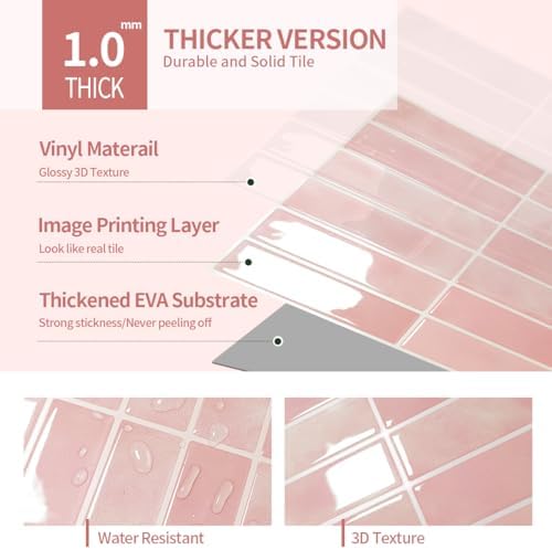 Peel and Stick 3D Wall Tiles for Kitchen and Bathroom