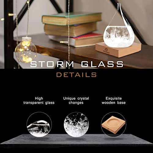 Storm Glass Weather Predictor with Wood Base
