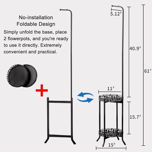COPREE 2-Tier Hanging Plant Stand Space-Saving Iron Planter Shelves