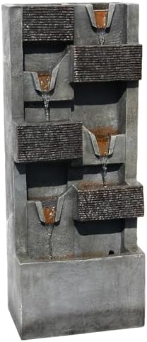 Modern 5 Tier Indoor Waterfall Fountain with LED Light