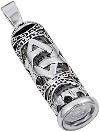 Sterling Silver Mezuzah Pendant with Star of David 1