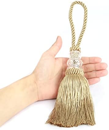 2 Pack Gold Tassel Key Tassel with Loops for Door Knob