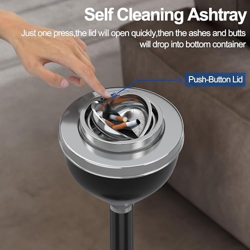Reliancer Floor Standing Ashtray with Lid and Adjustable Height