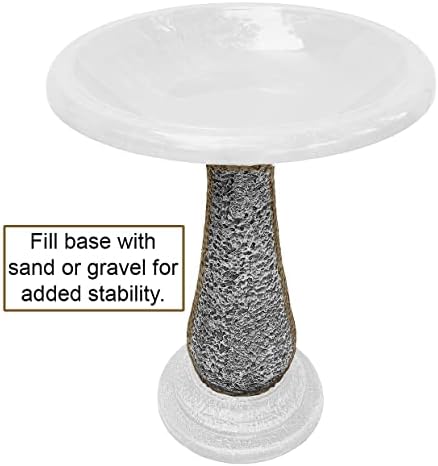 Tierra Garden Birdbath - 24x19 Red Fiber Clay Bowl and Stand
