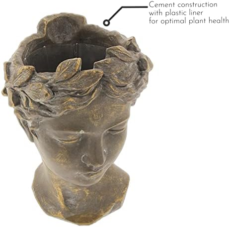 Greek Roman Style Female Statue Head Cement Planter - 105 Inch Unique Garden Decor