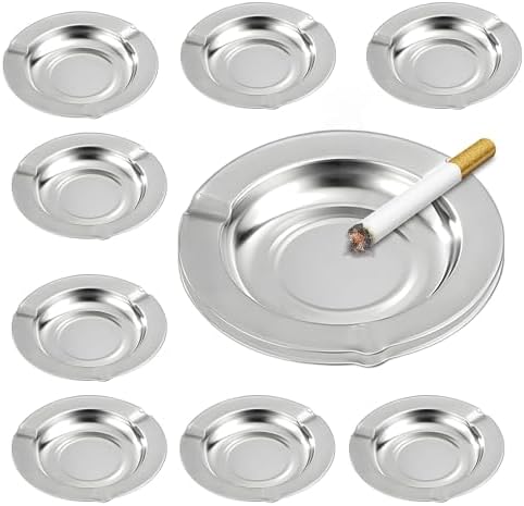 Joyfulmap 10 Pack Stainless Steel Round Ash Tray