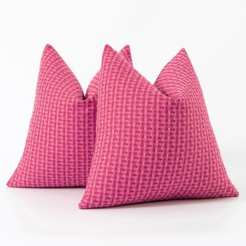 Kevin Textile Waterproof Throw Pillow Covers Pack of 2 Hot Pink