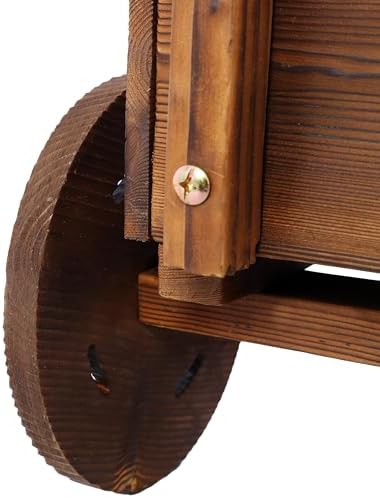Wooden Garden Wagon with Wheels and Drain Hole