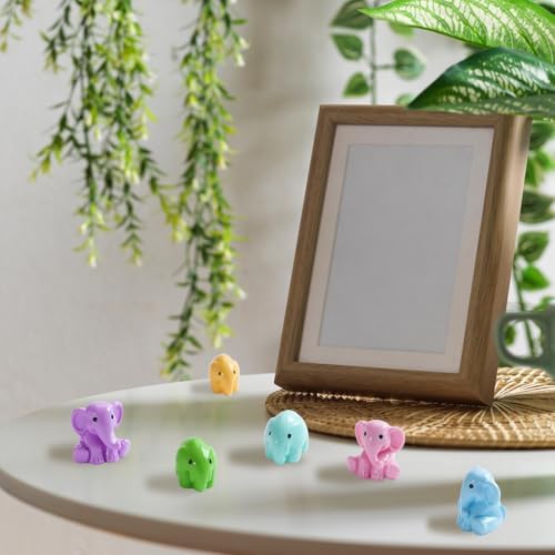 48 Pieces Small Elephant Figurine 8 Colors Miniature Garden Decor