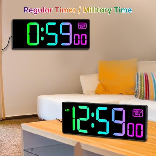 Soobest Digital Wall Clock with RGB Color and Remote Countdown Timer