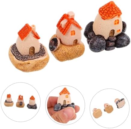 Unique Micro Village Houses 3 Pack Resin Statues for Fairy Garden Decor