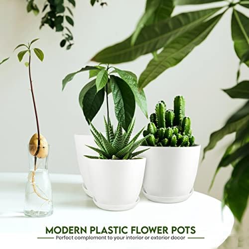 Utopia Home White Plastic Planters 5 Pack with Drainage