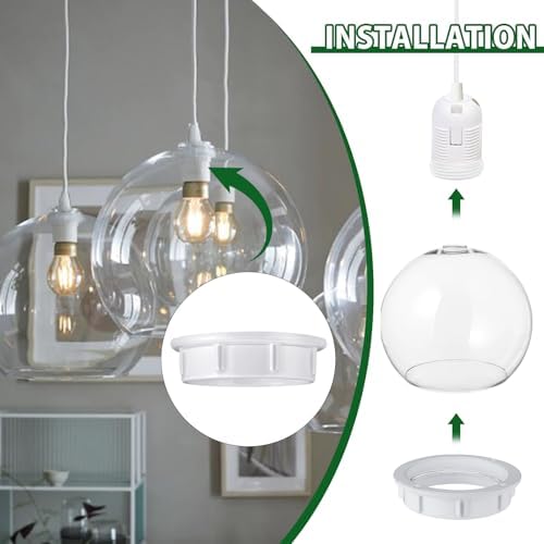 Light Socket Shade Rings 4-Pack White Aluminum