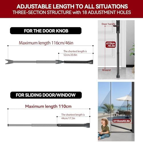 AceMining Door Security Bar Sliding Patio Stopper Heavy Duty Adjustable Jammer for Home and Travel